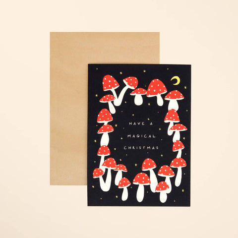 Mushroom Magical Christmas Card | Folk Christmas