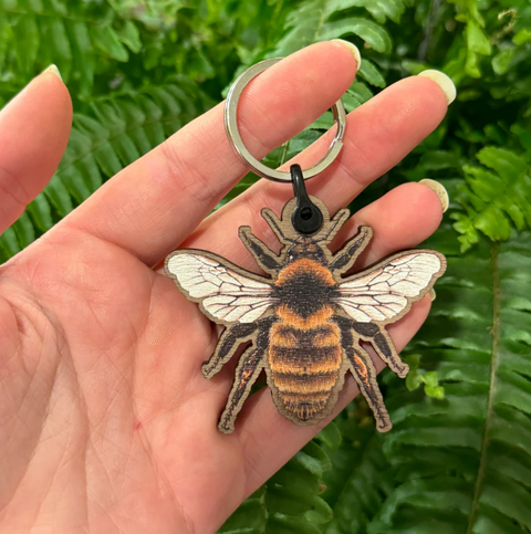 Great Yellow Bumblebee Wooden Keyring by Ferne Creative