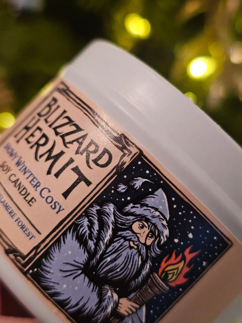 Blizzard Hermit Candle close up