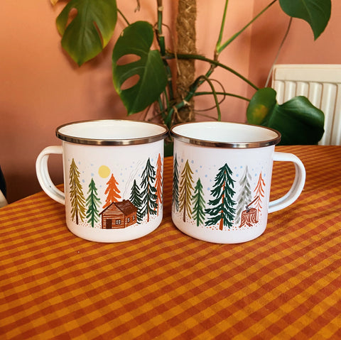 Woodcutters Cabin Enamel Mug