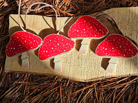 Toadstool Wooden Christmas Decoration